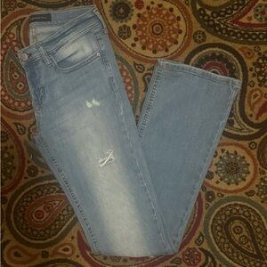 Aeropostale Light Blue Flare Jeans with Distressed Detail